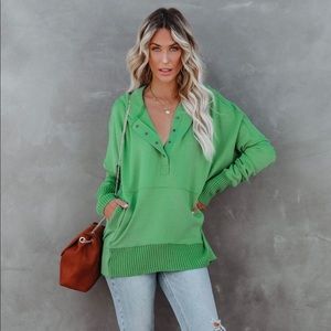 Green Henley Hoodie Size S